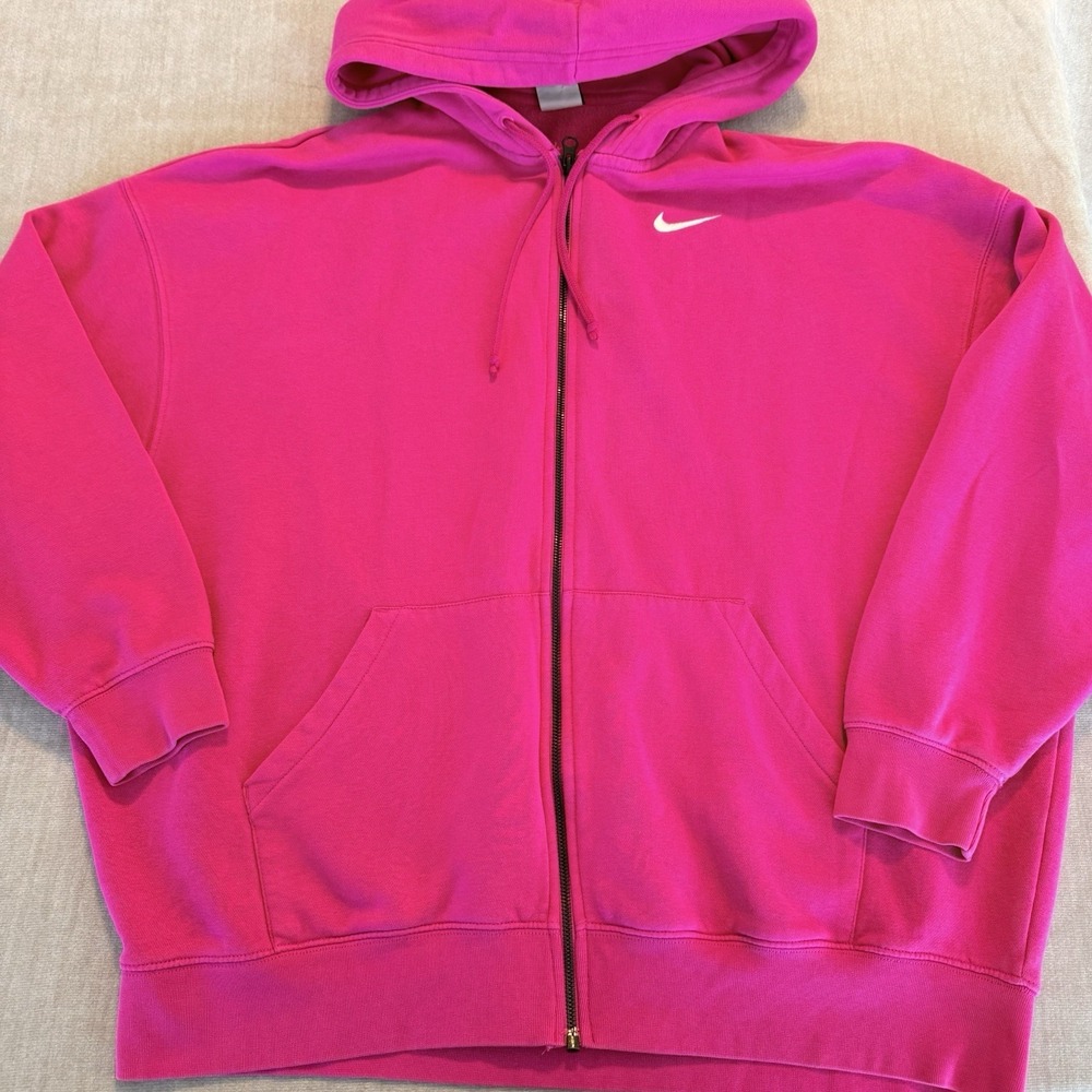 Nike Womens XS Full Zip Hoodie Hot Pink Sweatshirt Swoosh Jacket